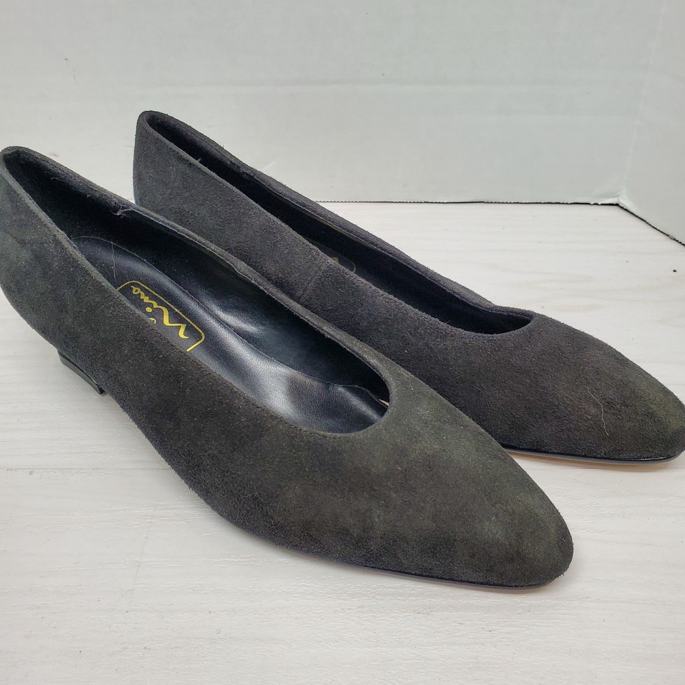 The Touch Of NINA Black Suede Leather Classic Evening Dress Heel Pump Size 6 M - Picture 5 of 16